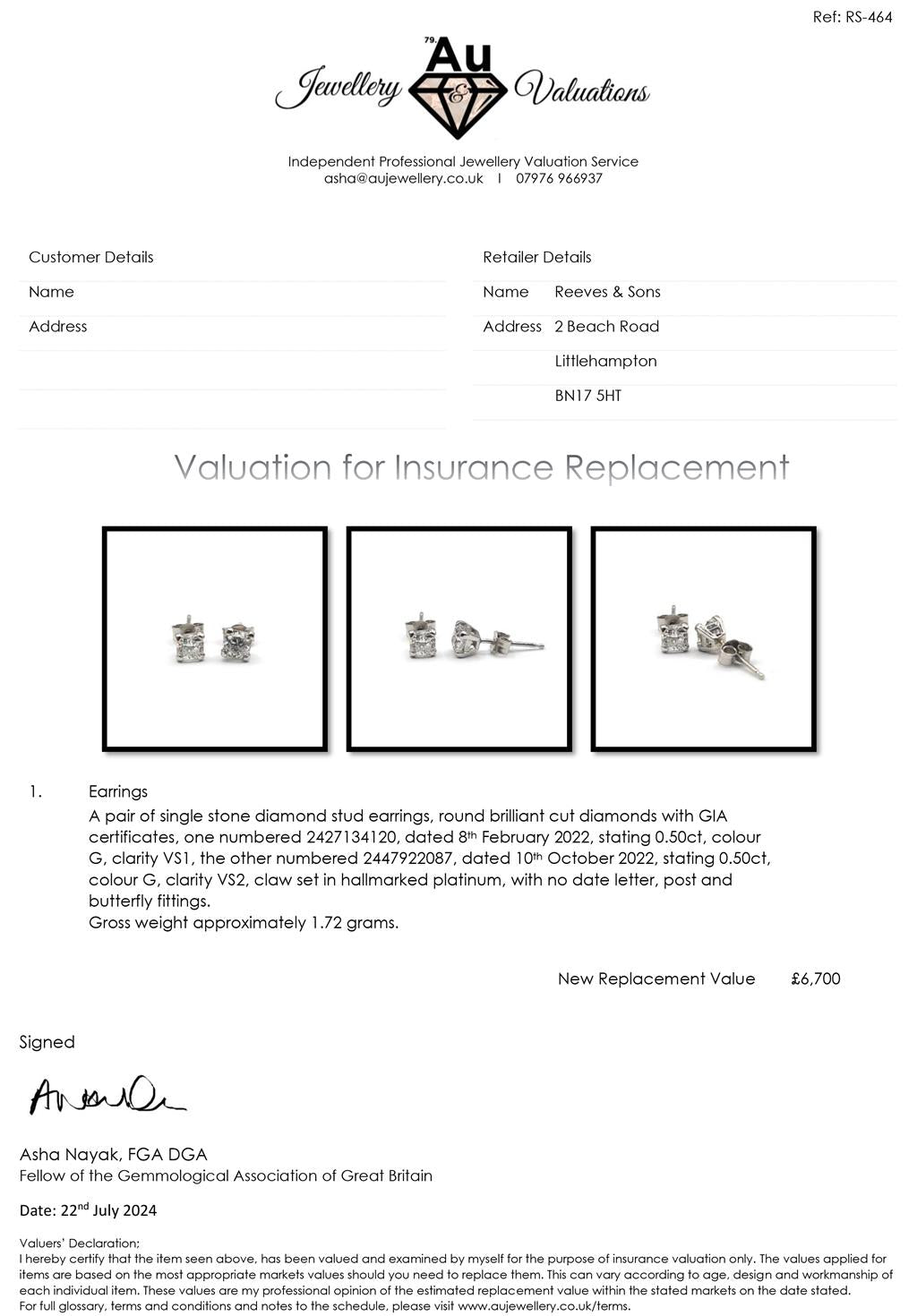Platinum 1.00 carat GIA Certified diamond stud earrings with color G and clarity VS2, showcasing sparkling diamond studs.