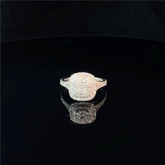 Platinum lab-grown diamond ring in size L with a sleek, elegant design, featuring a sparkling diamond at its center.