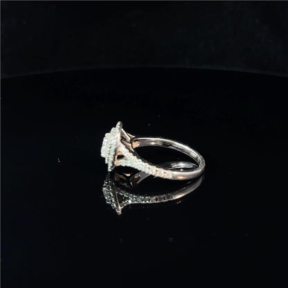 Platinum lab-grown diamond ring in size L with a sparkling central diamond, featuring a sleek and elegant design.