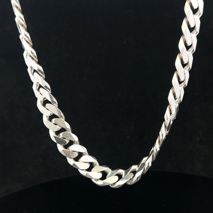 Silver curb chain weighing 109.9g, unbranded jewelry chain with a sleek, polished link design for stylish wear.