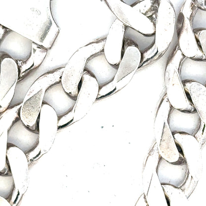Silver curb chain weighing 134.5g, unbranded jewelry chain with a classic curb link design, shown in the image.