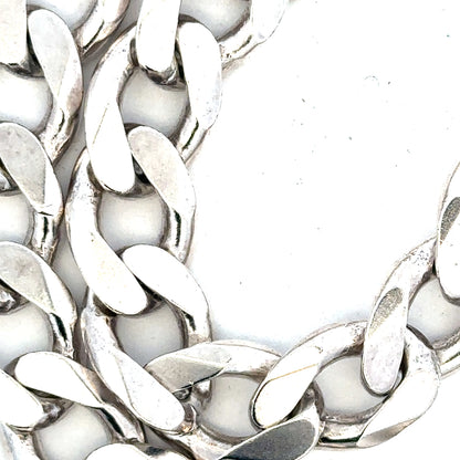 Silver curb chain weighing 134.5g with a classic link style, unbranded jewelry chain for men or women.