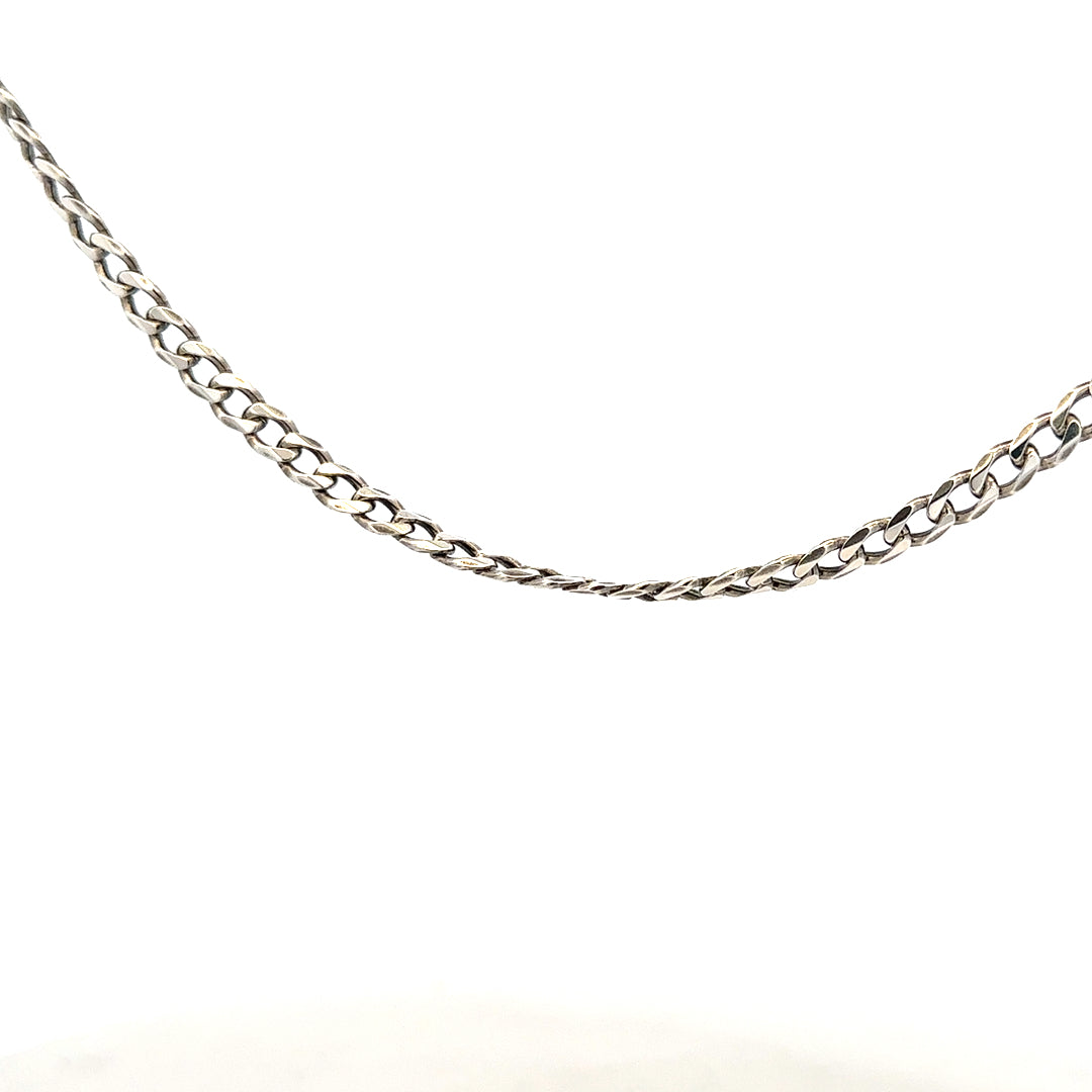 Silver curb chain weighing 16.2g, unbranded jewelry chain with a classic curb link design.