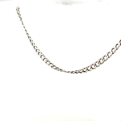 Silver curb chain weighing 16.2g, unbranded jewelry chain with linked oval design, shown in close-up image.