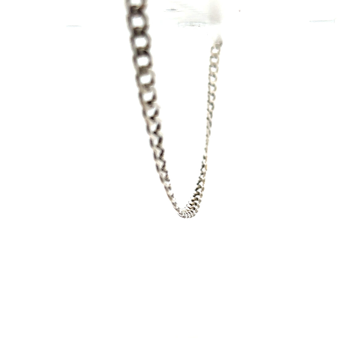 Silver curb chain weighing 16.2g, featuring a classic link design, unbranded jewelry chain for casual or elegant wear.