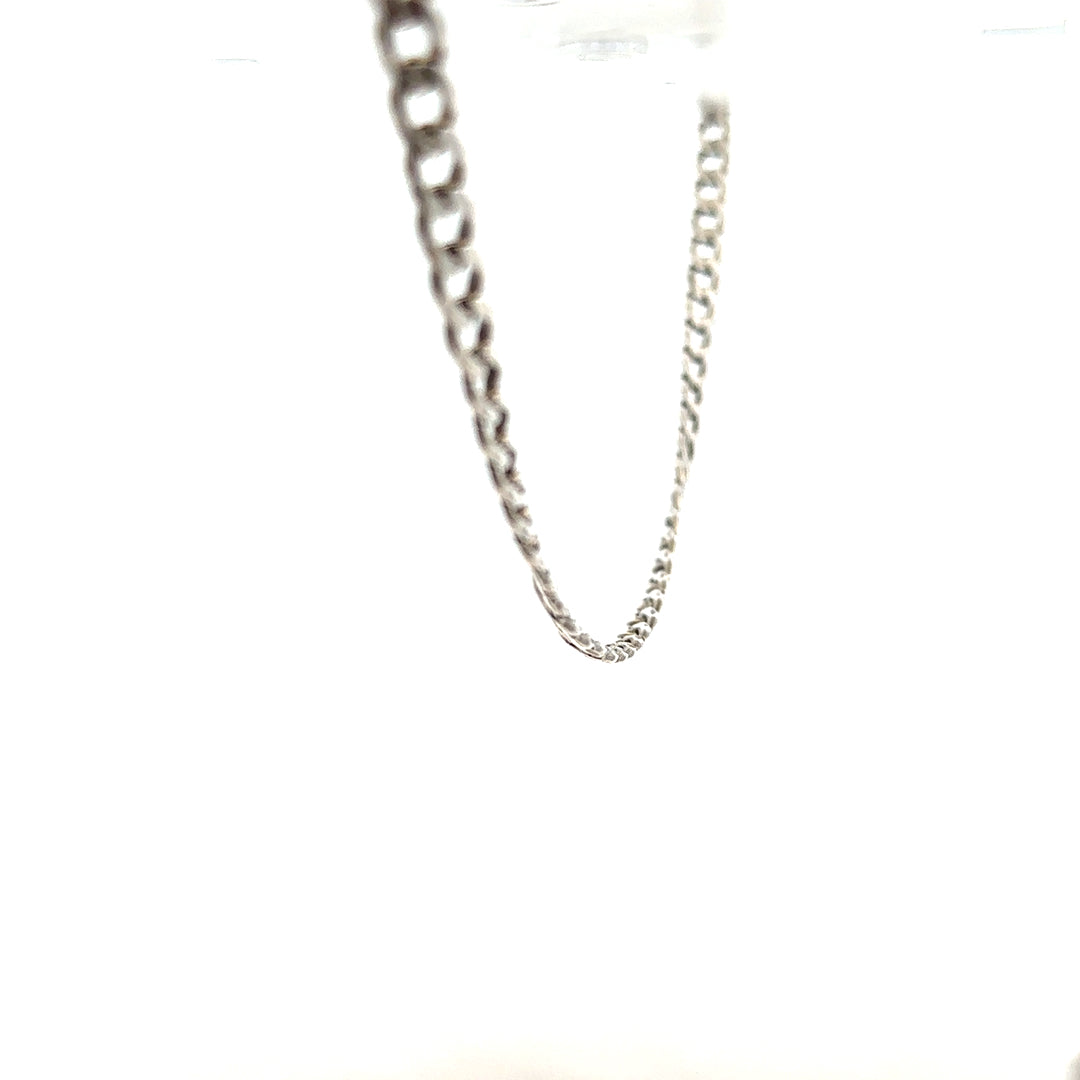 Silver curb chain weighing 16.2g, unbranded jewelry chain with a classic linked design, shown in close-up detail.