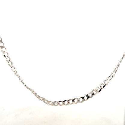 Silver curb chain weighing 16.4g, featuring sturdy links, perfect for jewelry or layering, unbranded metal chain.