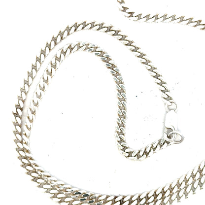 Silver curb chain weighing 24.8g, unbranded jewelry chain with a classic curb link design, shown in close-up.