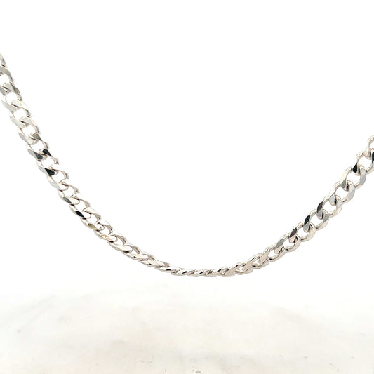 Silver curb chain weighing 27.8g, featuring classic linked design, ideal for jewelry or accessories.