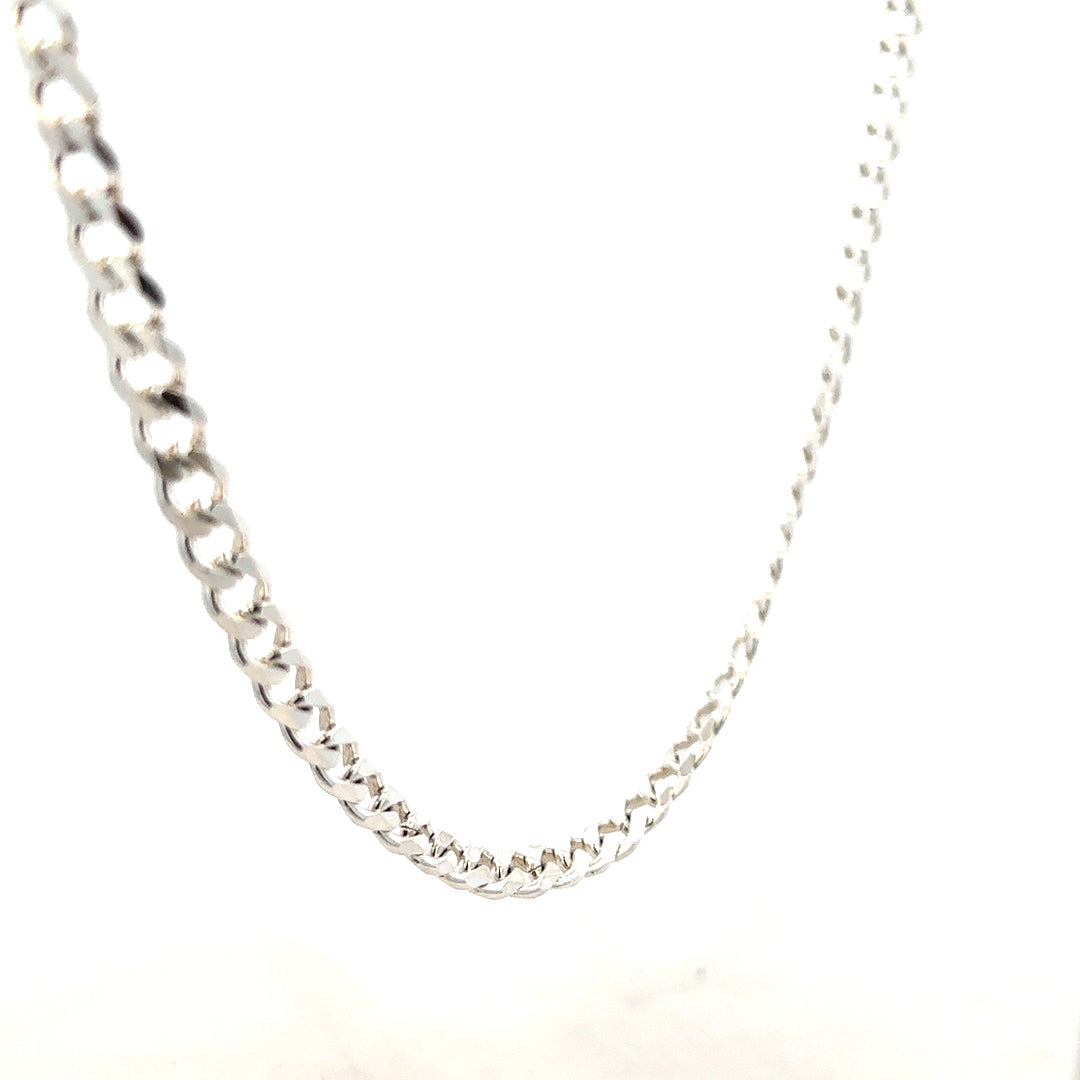 Silver curb chain weighing 27.8g, unbranded jewelry chain with a classic curb link design, shown on a plain background.
