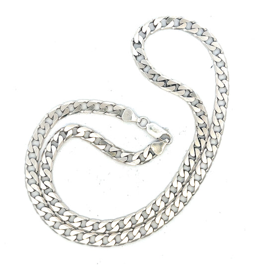 Silver curb chain weighing 31.3g, unbranded jewelry chain with a classic curb link design.