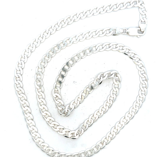 Silver curb chain weighing 34.5g, unbranded jewelry chain with a classic curb link design, shown in the image.