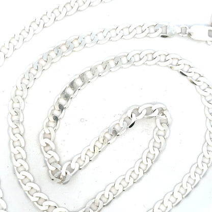 Silver curb chain weighing 34.5g, featuring classic links, suitable for jewelry or accessories, unbranded.