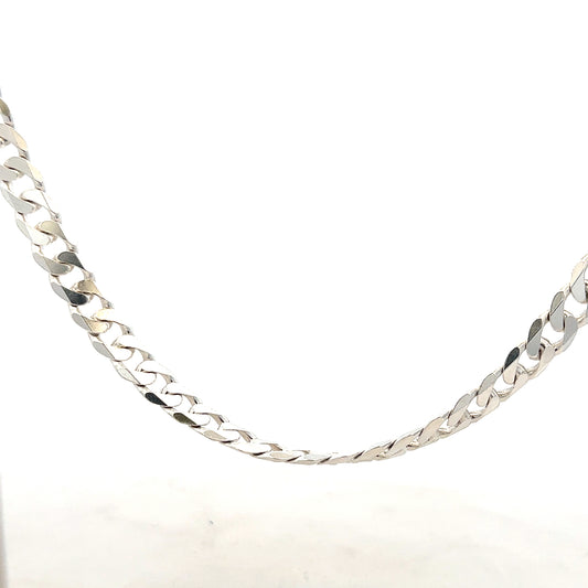 Silver curb chain weighing 44.6g, displayed with detailed links, made of unbranded durable jewelry chain.