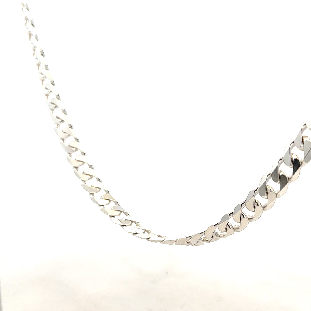 Silver curb chain weighing 44.6g with a classic link design, unbranded jewelry chain for men or women.