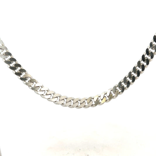 Silver curb chain weighing 51.8g, unbranded jewelry chain with a sleek, classic curb link design.