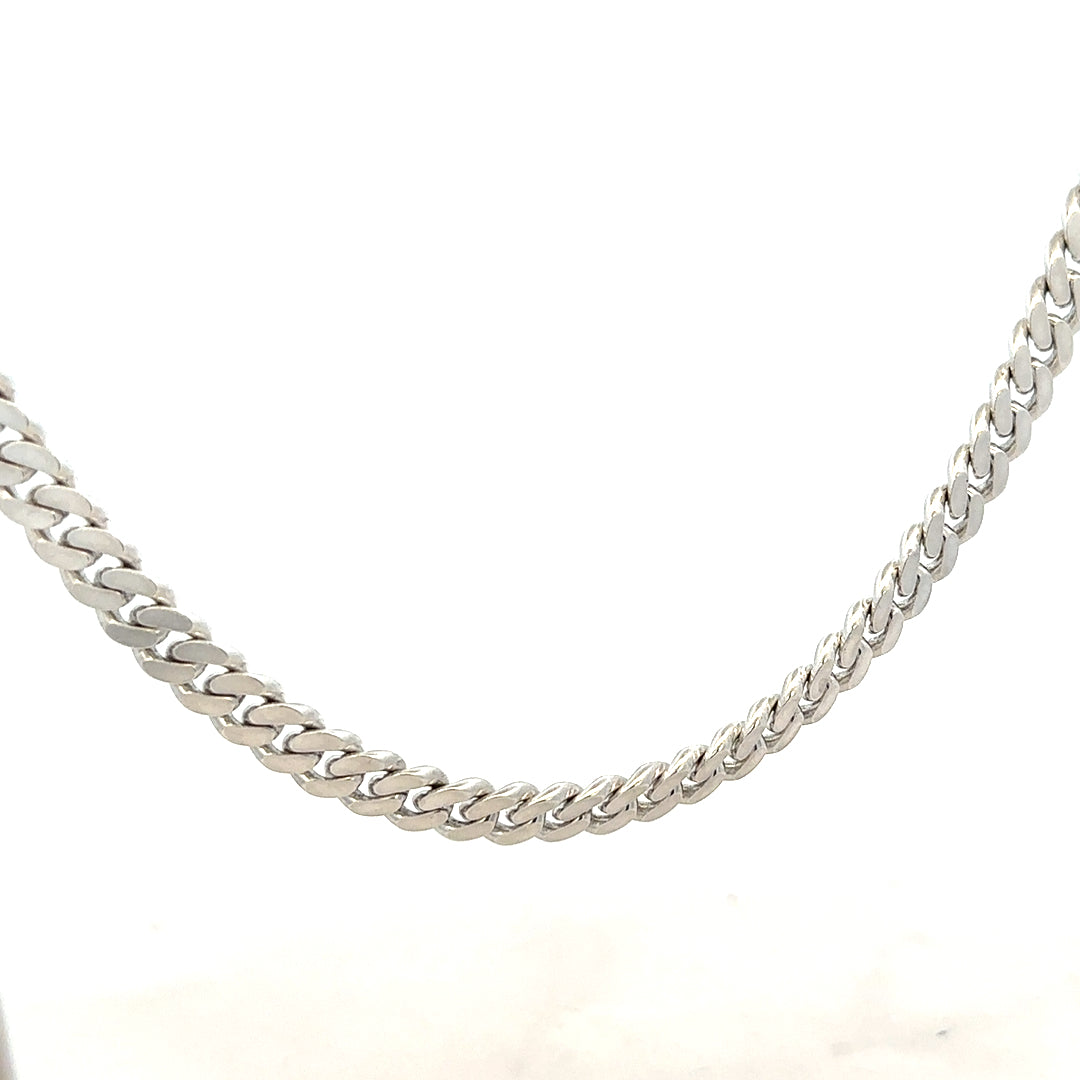 Silver curb chain weighing 51.8g, unbranded jewelry chain with a classic curb link design.