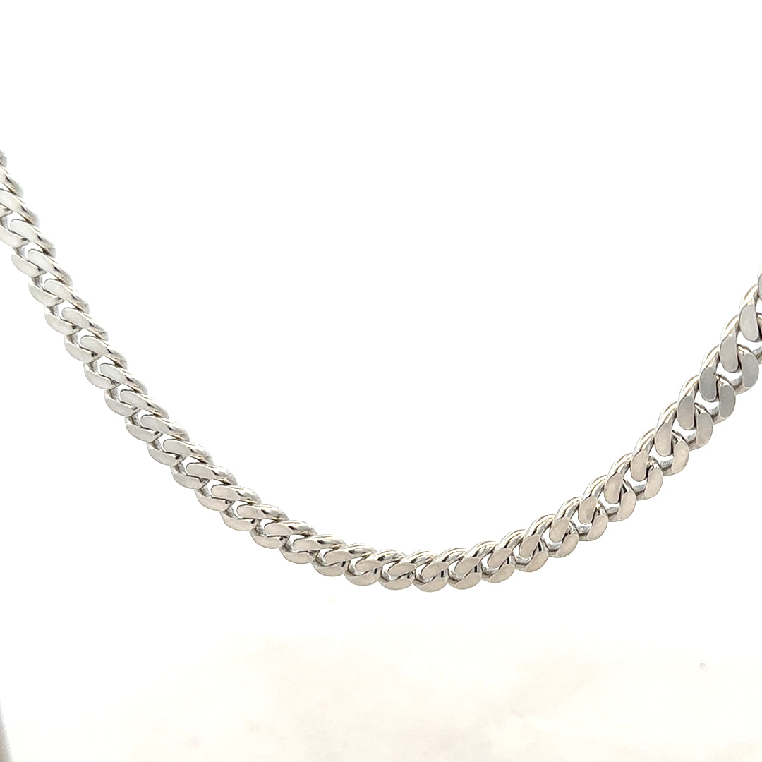 Silver curb chain weighing 51.8g, featuring classic design and sturdy links, ideal for jewelry or accessory use.