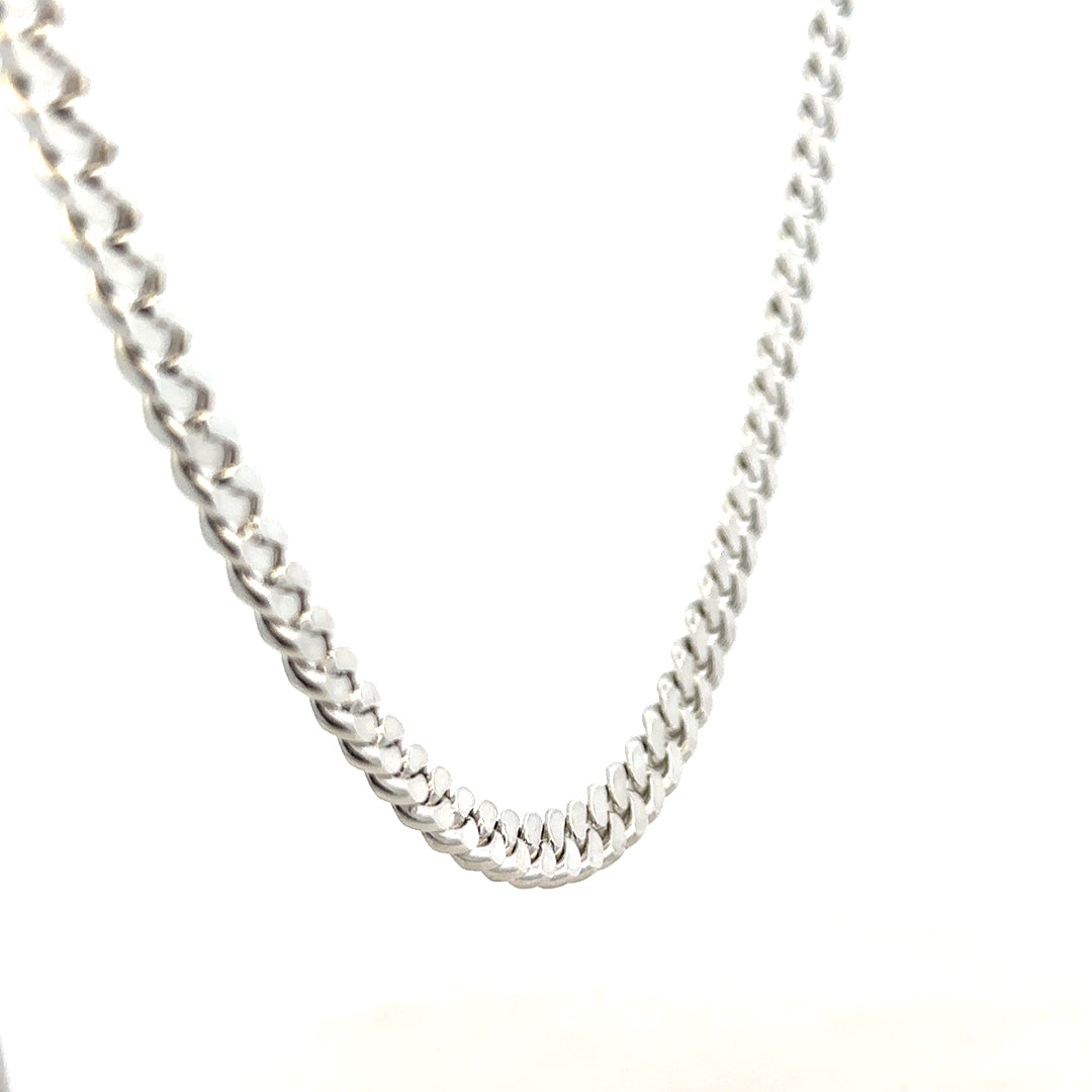 Silver curb chain weighing 51.8g with a classic design, displayed on a plain background, unbranded jewelry chain.