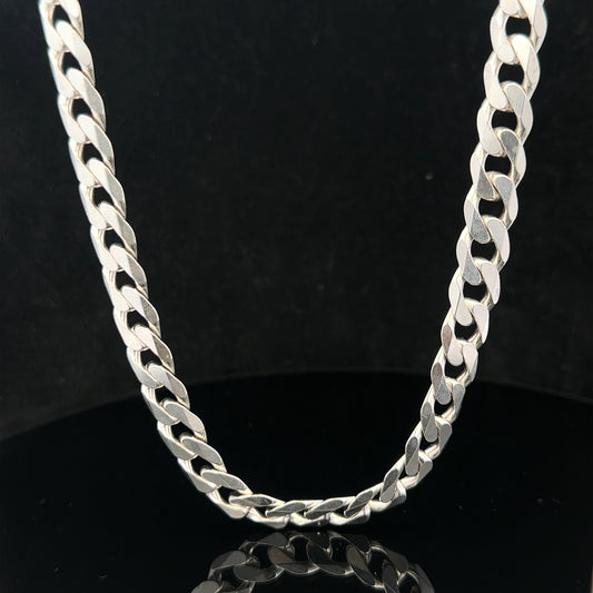 Silver curb chain weighing 60.4g, unbranded jewelry chain with a polished, linked design suitable for necklaces or bracelets.