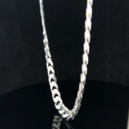 Silver curb chain weighing 60.4g, unbranded jewelry chain with a classic curb link design, displayed on a neutral background.