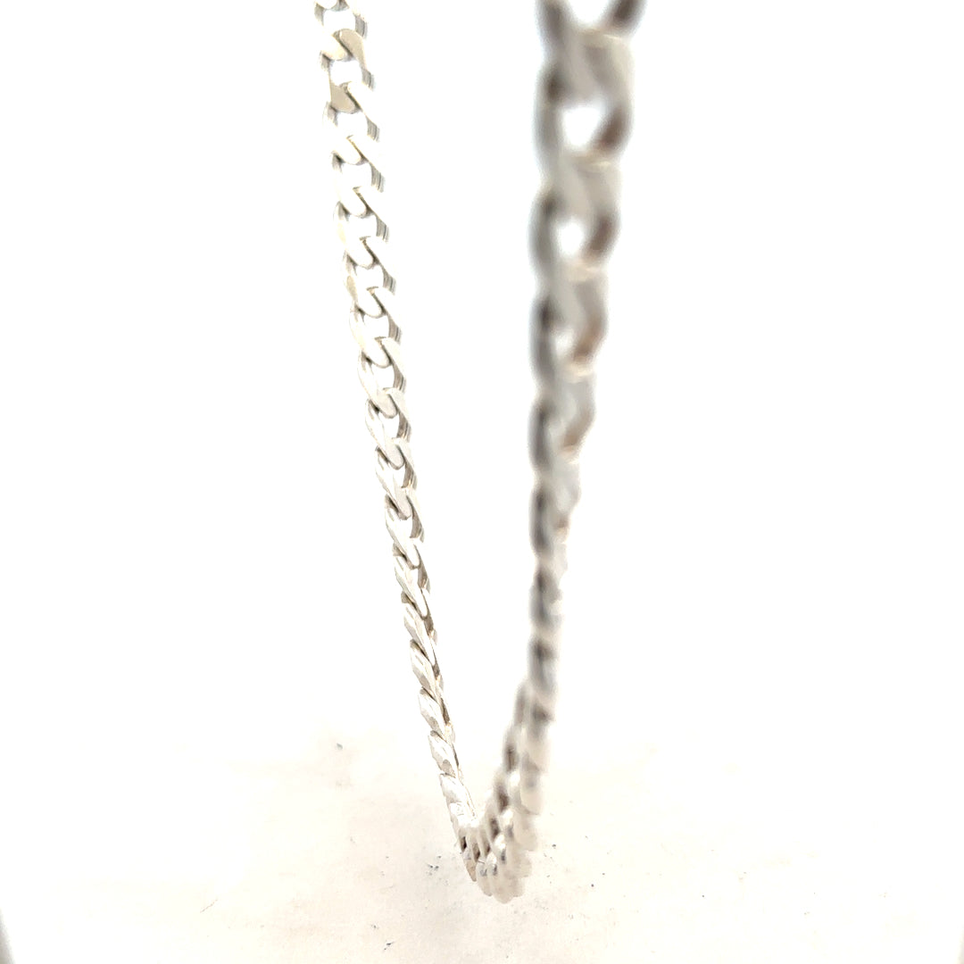 Silver curb chain weighing 66.7g, unbranded jewelry chain with a classic curb link design, showcased in the image.