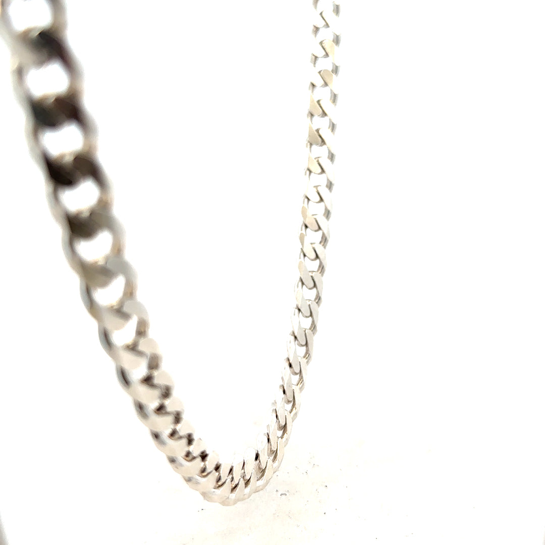 Silver curb chain weighing 66.7g, unbranded jewelry chain with a sleek, interconnected curb link design.