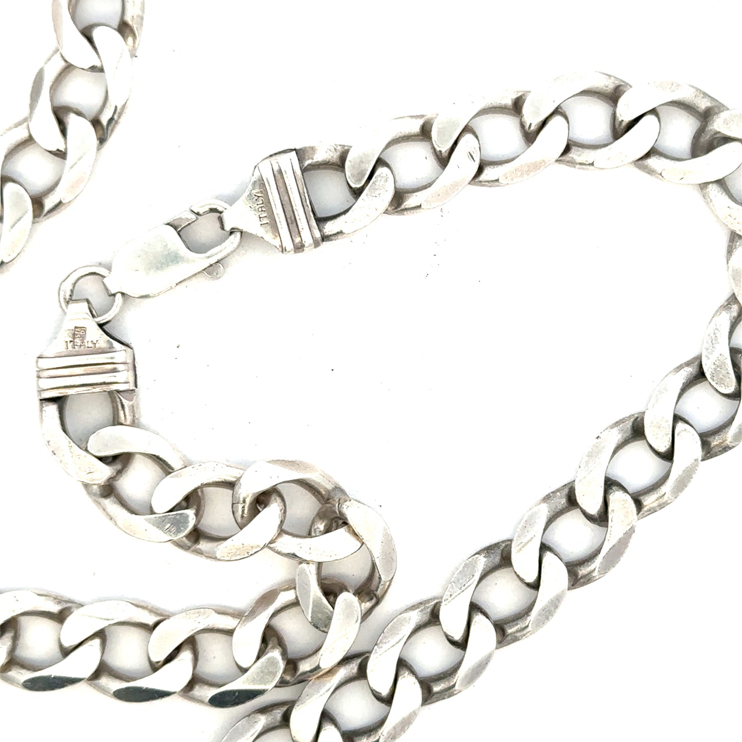 Silver curb chain weighing 80.2g, unbranded jewelry chain with a sleek, classic curb link design on a plain background.