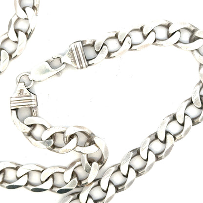 Silver curb chain weighing 80.2g, unbranded jewelry chain with a sleek, classic curb link design on a plain background.