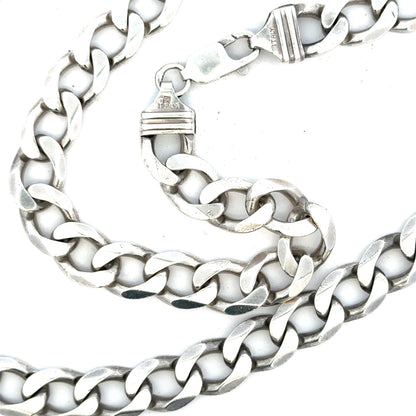 Silver curb chain weighing 80.2g, unbranded jewelry chain with a classic curb link design, shown in close-up detail.