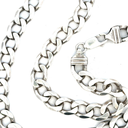 Silver curb chain weighing 80.2g, unbranded jewelry chain with a classic curb link design.
