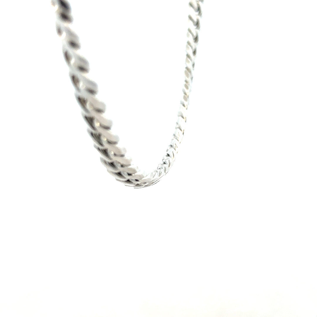 Silver curb chain weighing 81.2g, featuring a classic design, displayed on a neutral background, unbranded jewelry chain.