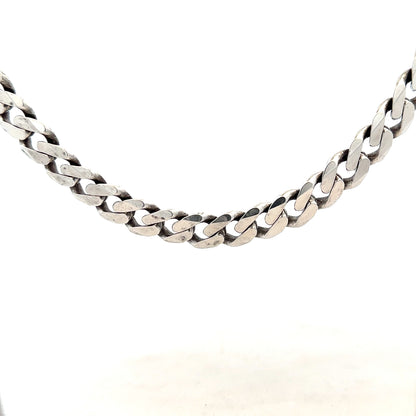 Silver curb chain weighing 91.1g, unbranded jewelry chain with a sleek, polished curb link design.