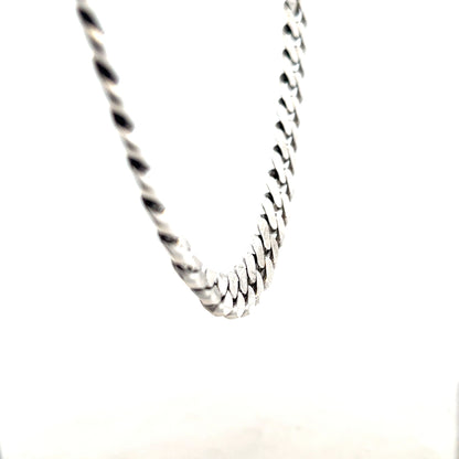 Silver curb chain weighing 91.1g, unbranded, with a detailed close-up showing its textured links and polished finish.