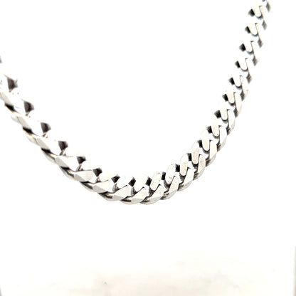 Silver curb chain weighing 91.1g, featuring a sleek unbranded design with interlocked links, shown in close-up.