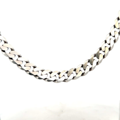 Silver curb chain weighing 91.1g, featuring interlocked oval links, designed for jewelry or accessories.