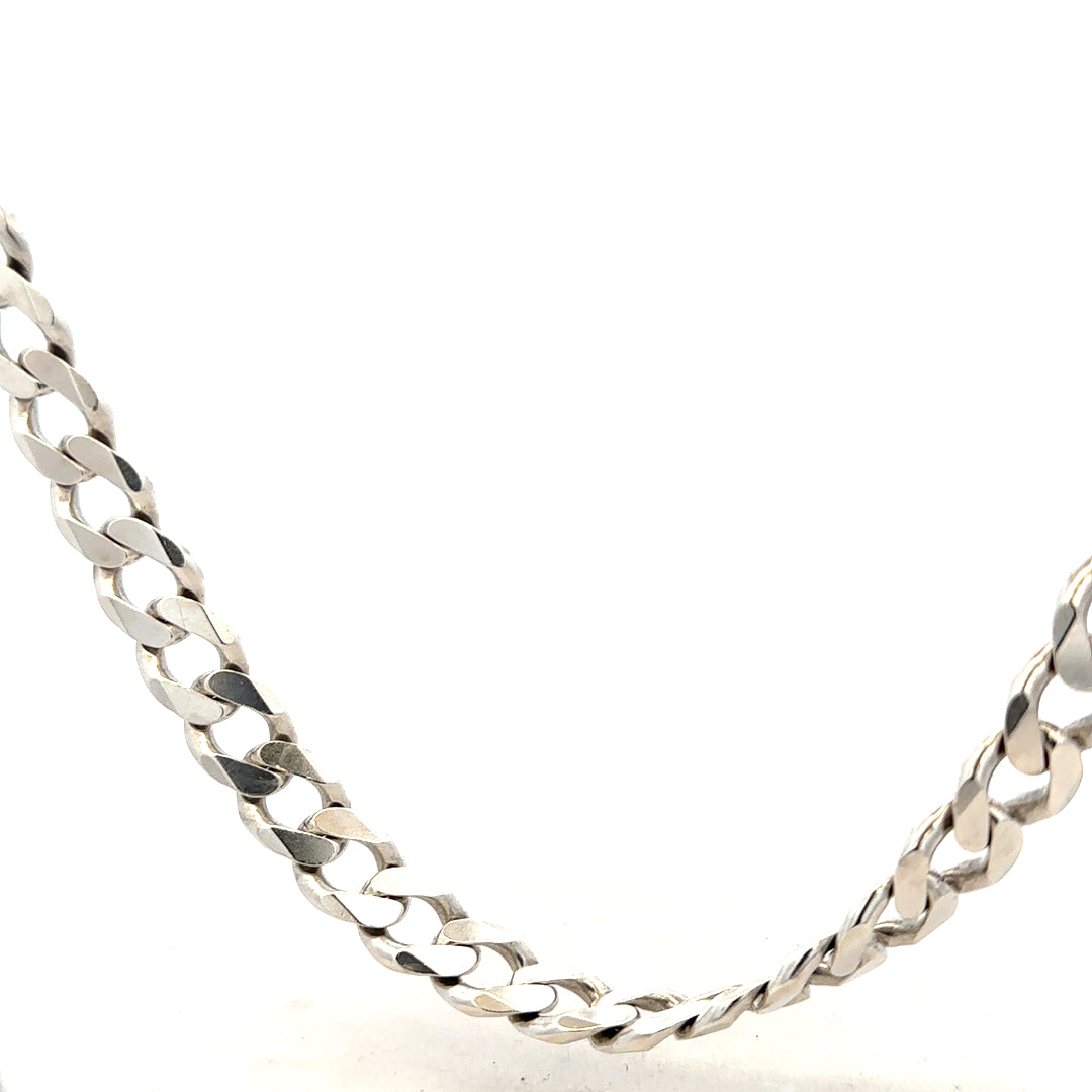 Silver curb chain weighing 91.8g, unbranded jewelry chain with a classic curb link design, shown in the image.