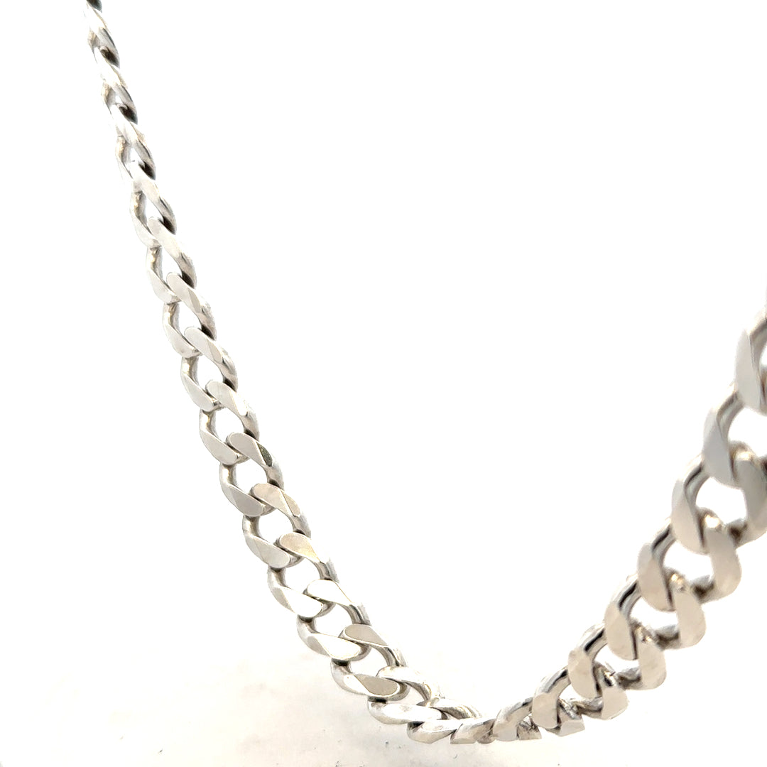 Silver curb chain weighing 91.8g, unbranded jewelry chain with a classic curb link design, shown in the product image.