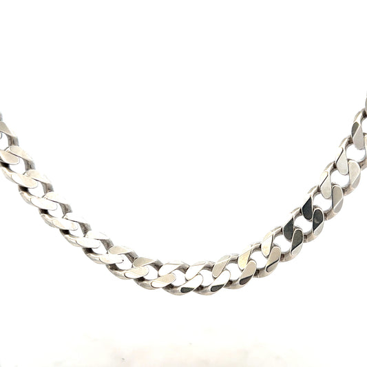 Silver curb chain, unbranded, weighing 94.7g, with thick interconnected links, displayed against a neutral background.