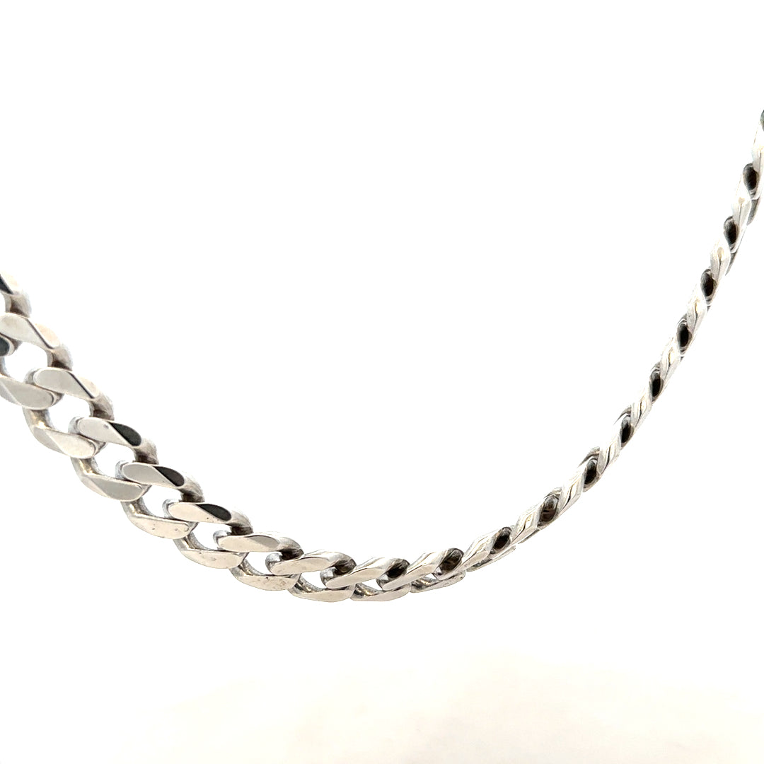 Silver curb chain weighing 94.7g, unbranded jewelry chain with a classic curb link design.