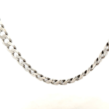 Silver curb chain weighing 94.7g, unbranded jewelry chain with a sleek, classic design, photographed against a neutral background.
