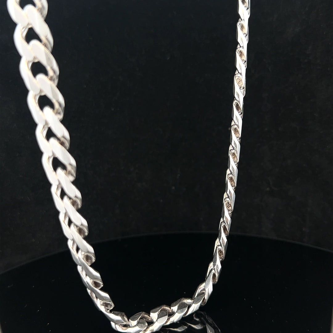 Silver curb chain weighing 95.2g, unbranded jewelry chain with a classic curb link design.
