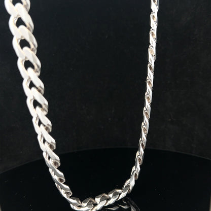 Silver curb chain weighing 95.2g, unbranded jewelry chain with a classic curb link design.
