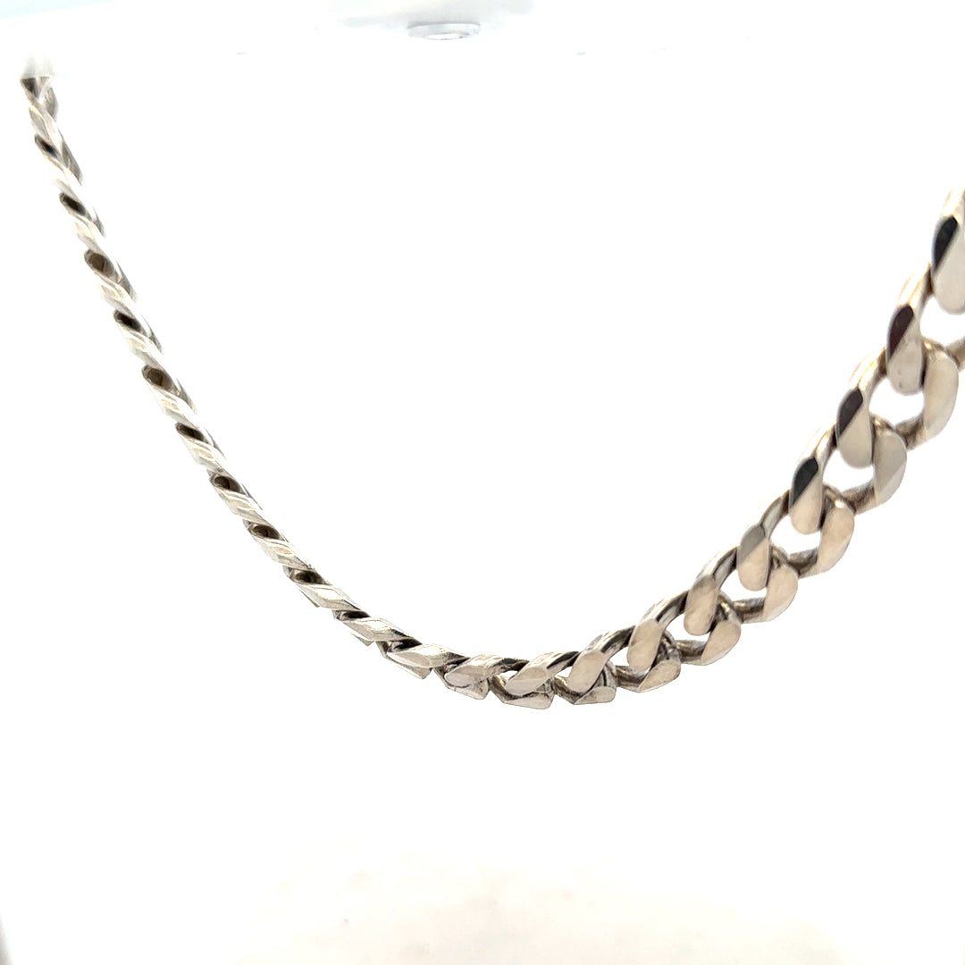 Silver curb chain weighing 96.3g, featuring classic linked design, unbranded jewelry chain for men or women.