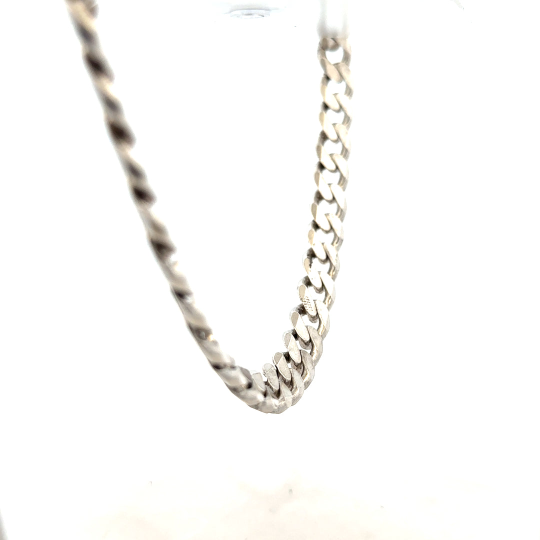 Silver curb chain weighing 96.3g, unbranded, with a sleek, polished design, shown in close-up detail.