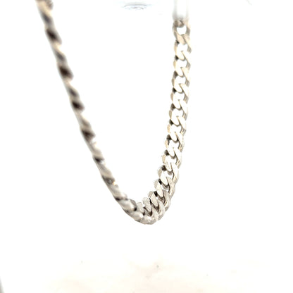 Silver curb chain weighing 96.3g, unbranded, with a sleek, polished design, shown in close-up detail.