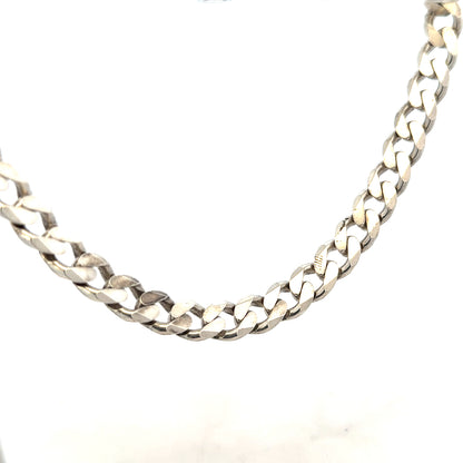 Silver curb chain weighing 96.3g, unbranded jewelry chain with a sleek, polished design, shown laid flat against a neutral background.