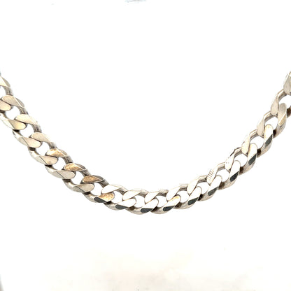 Silver curb chain weighing 96.3g, unbranded jewelry chain with a classic curb link design.