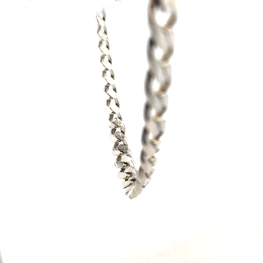 Silver curb chain weighing 96.3g, unbranded jewelry chain with a classic curb link design.