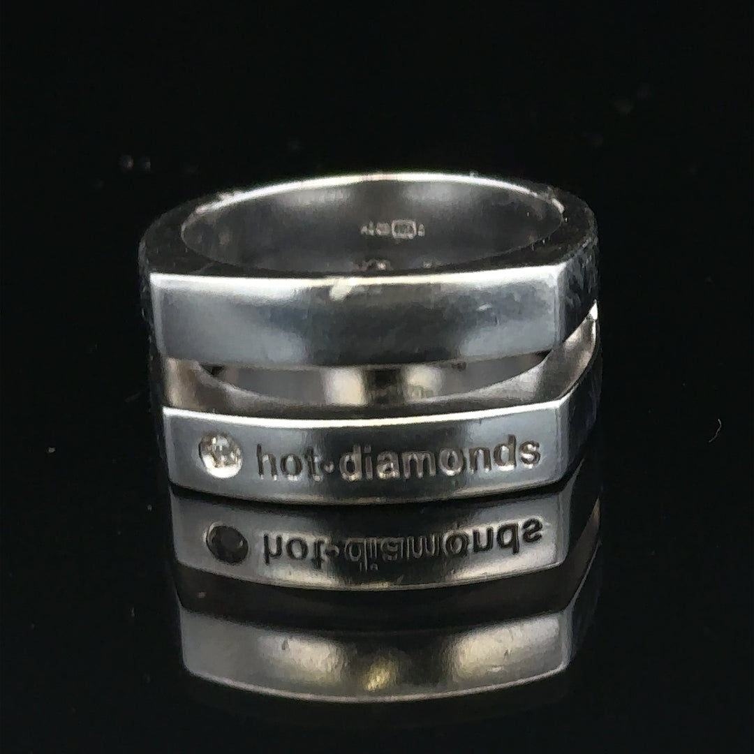 Silver hot diamond ring size R1/2 with sparkling diamonds, unbranded jewelry ring, elegant and stylish accessory.